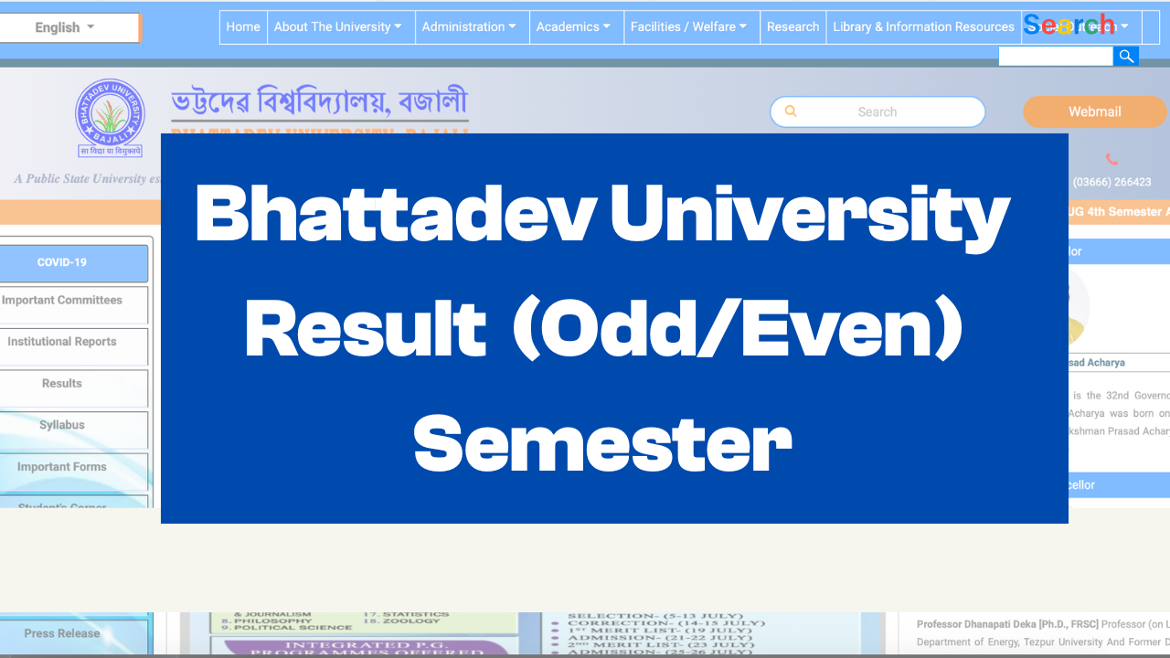 Bhattadev University Result 2025 (Odd/Even) Semesters